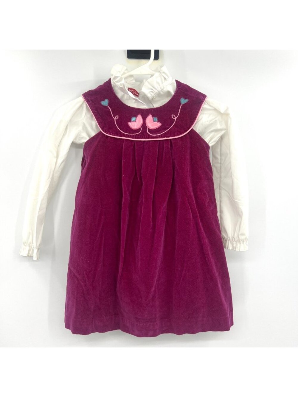 Vintage Piccolo Pink Velour 100% Cotton Dress with Blouse Size 6X